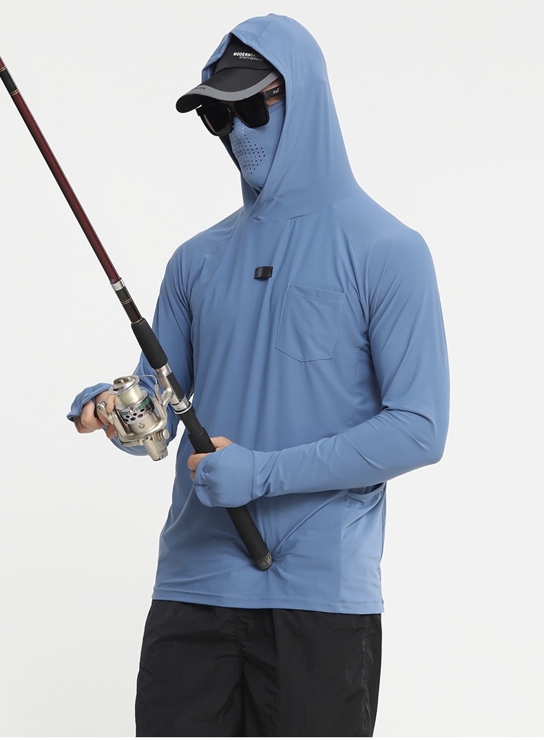 Mesh fishing suit with hood and mask silk sunscreen clothing 
