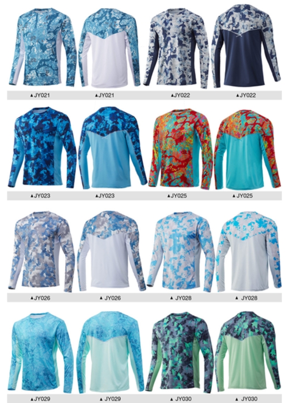 Camouflage sun protection clothing ice silk quick-drying round neck T fishing clothing lure long sleeve fishing clothing