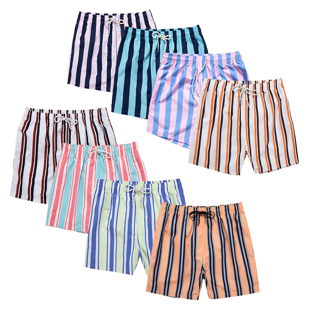 2025 Summer New Large Size Striped Drawstring Casual Pants Men's Elastic Drawstring Vacation INS Beach Pants