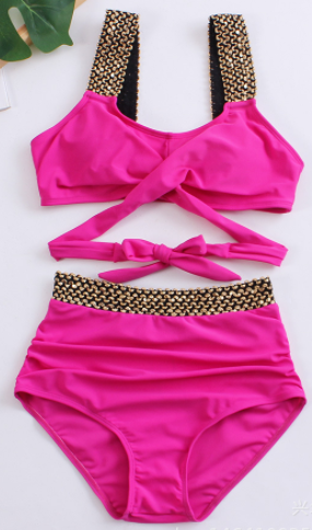 Female two pieces Bikini New Solid Color Mankini Swimsuit 