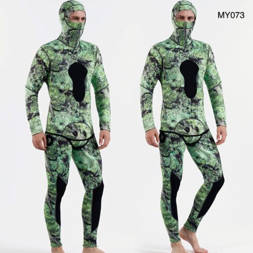 3mm camo two-piece hooded free diving and snorkeling suit