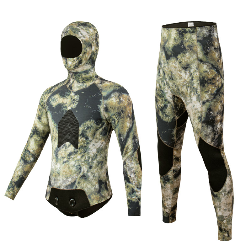 5MM Neoprene Wet Suit for Underwater Hunting Hooded 2-pieces Thicker Diving Suit Wetsuits Neoprene Laminated,neoprene for Men