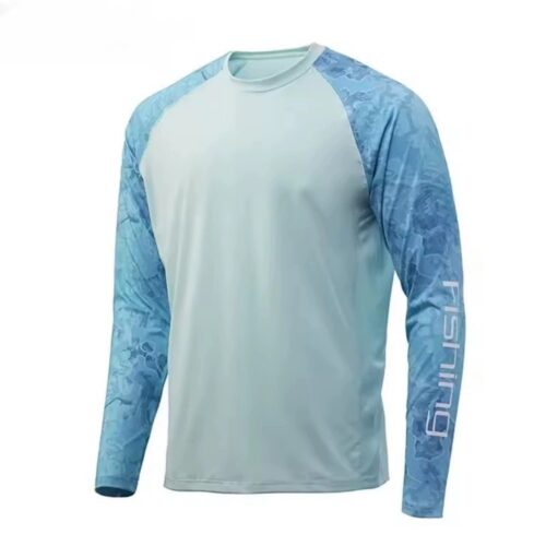 Long-sleeved round-neck men's outdoor fishing clothing UV protection ice silk long-sleeved Luya casual sports T-shirt