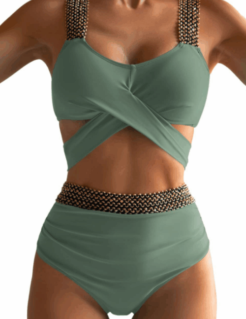 Female two pieces Bikini New Solid Color Mankini Swimsuit