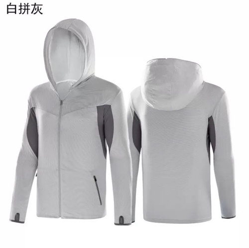 Men's Bamboo hoody Summer Bamboo Charcoal Fiber Long-Sleeved Skin Jacket for Outdoor Cycling and Fishing