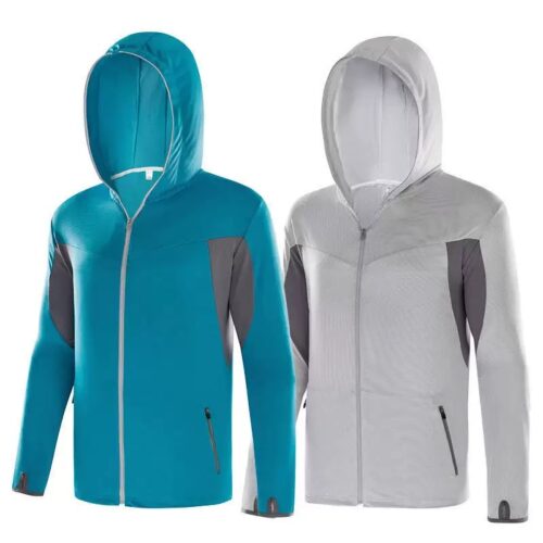 Men's Bamboo hoody Summer Bamboo Charcoal Fiber Long-Sleeved Skin Jacket for Outdoor Cycling and Fishing