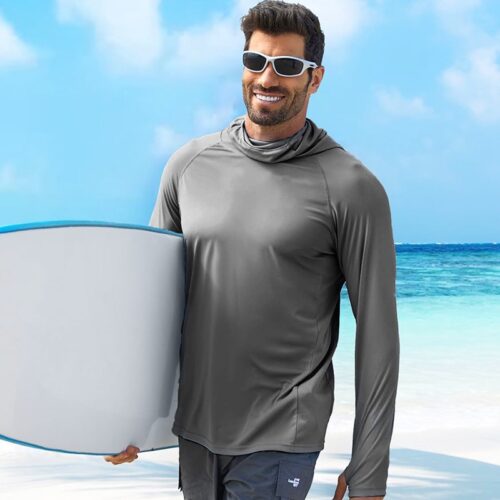 Men's Hoody Men's UPF 50+ Sun Protection Hoodie with Built-in Mask