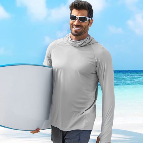 Men's Hoody Men's UPF 50+ Sun Protection Hoodie with Built-in Mask
