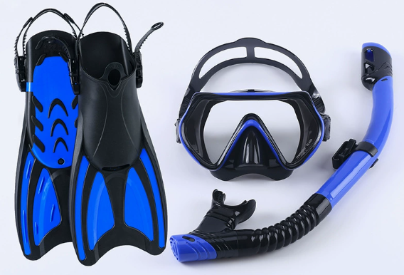 Adult freesnorkeling fins equipment three-piece set diving goggles snorkel snorkeling kit 