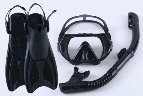 Adult freesnorkeling fins equipment three-piece set diving goggles snorkel snorkeling kit